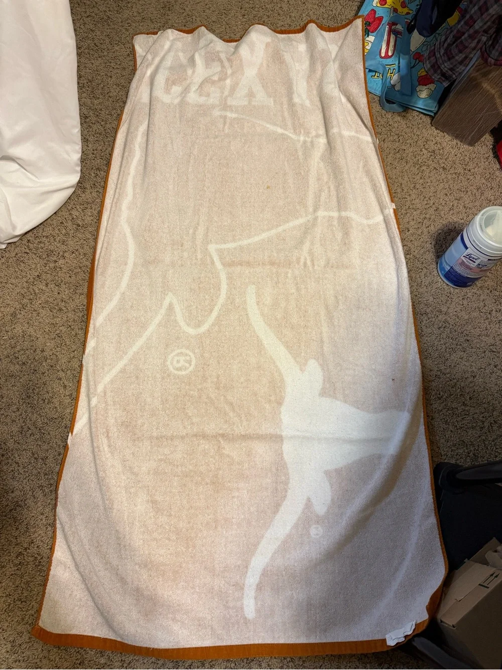 Northwest Texas Longhorns Orange and White Beach Towel
